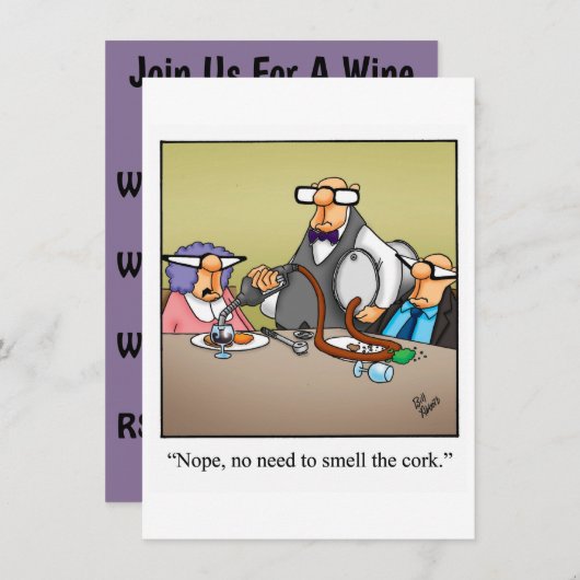 Funny Wine Tasting Party Uitnodiging (Voorkant / Achterkant)
