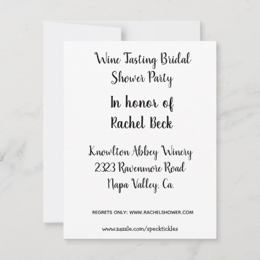 Funny Wine Tasting Vrijgezellenfeest Party Uitnodi Kaart (Achterkant)