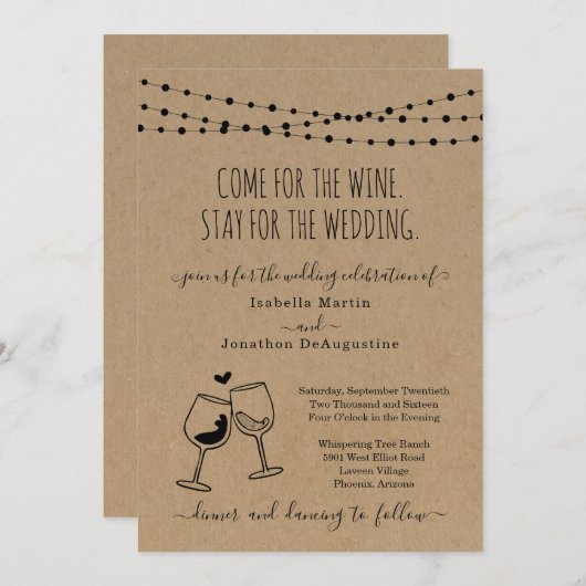 Funny Wine Theme Weddenschap Kaart (Voorkant / Achterkant)