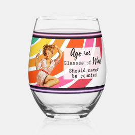 Funny Wineglass Best Friend Gift "Age/Wine" Wijnglas Zonder Voet