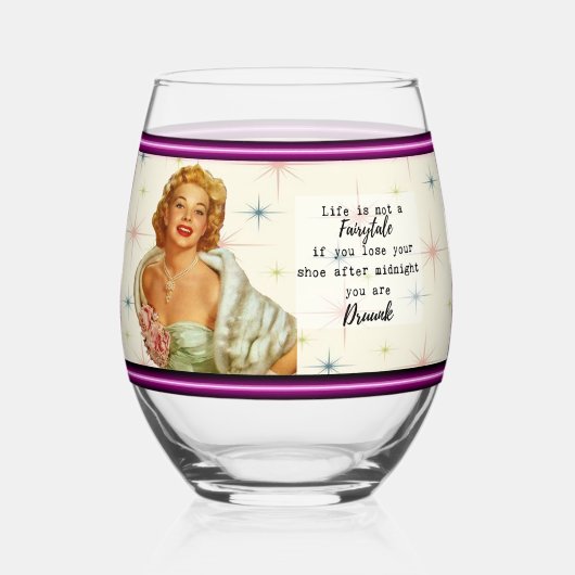 Funny Wineglass Best Friend Gift "Fairytale" Wijnglas Zonder Voet (Voorkant)