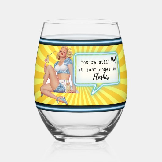 Funny Wineglass Best Friend Gift "Hot Flash" Wijnglas Zonder Voet (Voorkant)