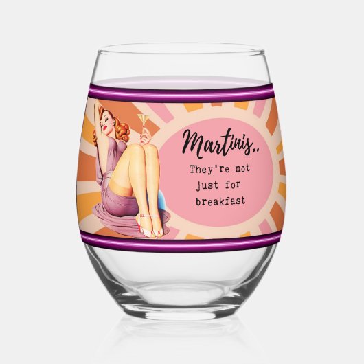 Funny Wineglass Best Friend Gift "Martinis" Wijnglas Zonder Voet (Voorkant)