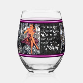 Funny Wineglass Best Friend Gift "Over 40" Wijnglas Zonder Voet
