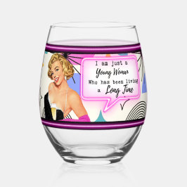 Funny Wineglass Best Friend Gift "Young Girl" Wijnglas Zonder Voet