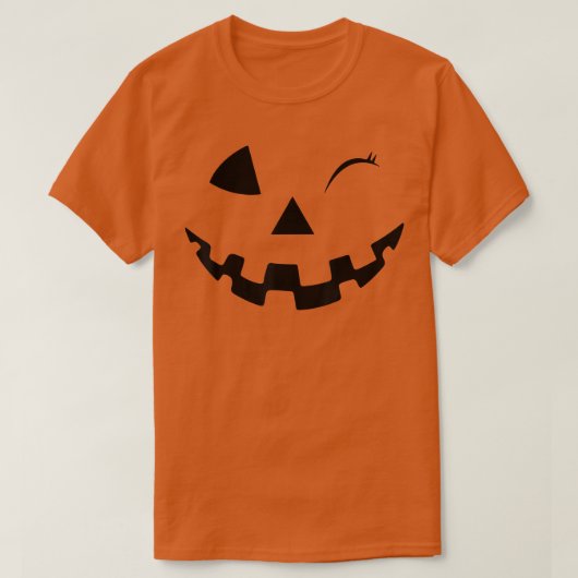 Funny Wink Face Pumpkin Jack O Lantern Costume Hal T-shirt (Design voorkant)