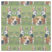 Funny Winking Beagle Rabbits & Beagles Fabric Stof (Swatch)