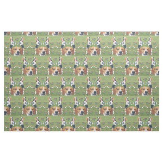 Funny Winking Beagle Rabbits & Beagles Fabric Stof (Fat Quarter)