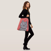Funny Winking Cartoon Kitty Cat Crossbody Tas (Op model)
