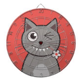 Funny Winking Cartoon Kitty Cat Dartbord (Voorkant)