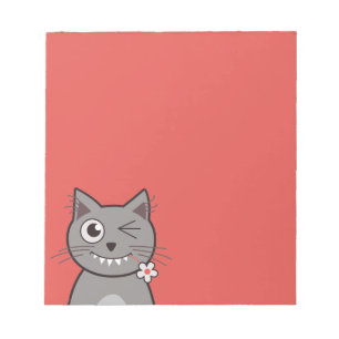 Funny Winking Cartoon Kitty Cat Notitieblok