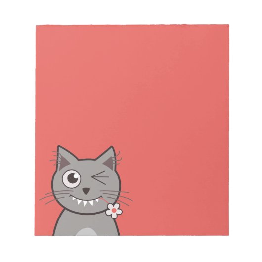Funny Winking Cartoon Kitty Cat Notitieblok (Voorkant)