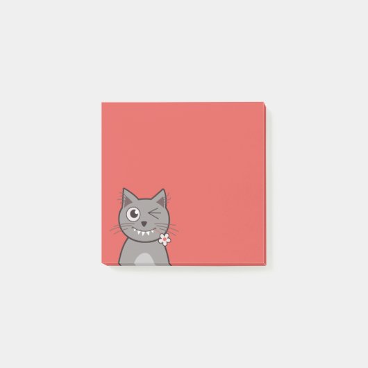 Funny Winking Cartoon Kitty Cat Post-it® Notes (Voorkant)