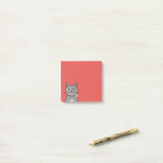 Funny Winking Cartoon Kitty Cat Post-it® Notes (Op bureau)
