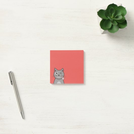 Funny Winking Cartoon Kitty Cat Post-it® Notes (Kantoor)