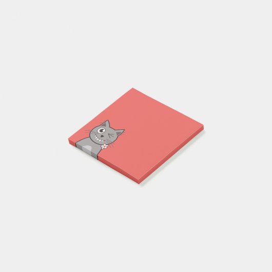 Funny Winking Cartoon Kitty Cat Post-it® Notes (Schuin)