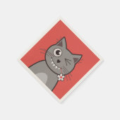 Funny Winking Cartoon Kitty Cat Servet (Hoek)