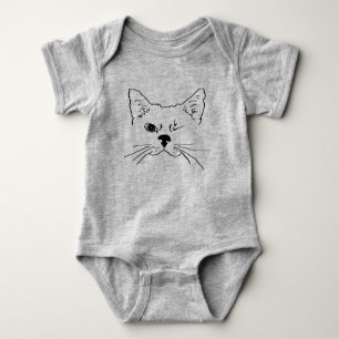 Funny Winking cat of kitten wining Hand getekend Romper