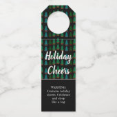 Funny Winter Rustic Holiday Cheers Tree Pattern Flessenhanger (Voorkant)