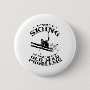 Funny Winter Skiing Snow Skiers Novelty Gift F Ronde Button 5,7 Cm