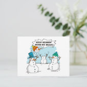 Funny Winter Snowmen Cartoon Briefkaart (Staand voorkant)