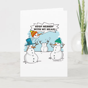 Funny Winter Snowmen Cartoon Feestdagen Kaart