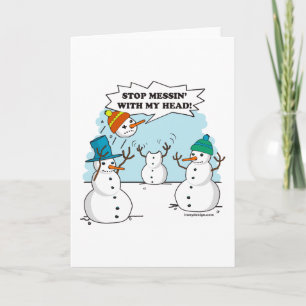 Funny Winter Snowmen Cartoon Joke Feestdagen Kaart