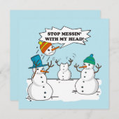 Funny Winter Snowmen Cartoon Joke Flat Feestdagenkaart (Voorkant / Achterkant)