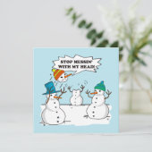 Funny Winter Snowmen Cartoon Joke Flat Feestdagenkaart (Staand voorkant)