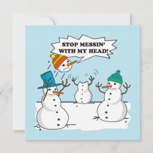 Funny Winter Snowmen Cartoon Joke Flat Feestdagenkaart
