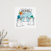Funny Winter Snowmen Cartoon Poster (Keuken)