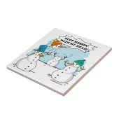 Funny Winter Snowmen Cartoon Tegeltje (Zijkant)