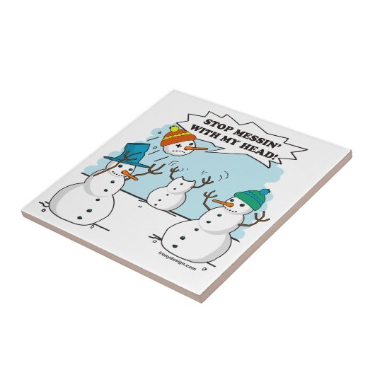 Funny Winter Snowmen Cartoon Tegeltje (Zijkant)