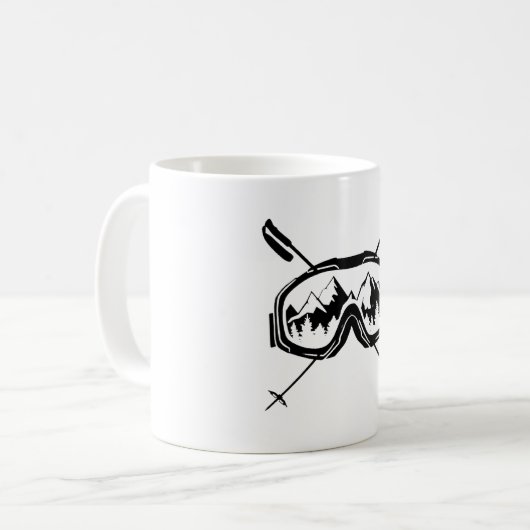Funny Winter Sports Snowboarding goggles ski trip Koffiemok (Voorkant links)