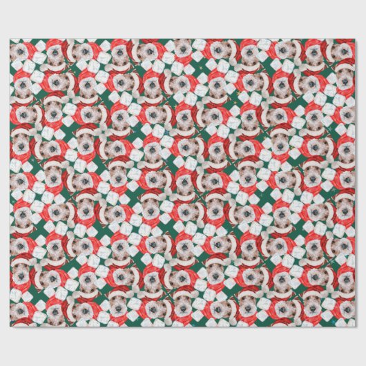 Funny Wire Fox Terrier-kerstpatroon Cadeaupapier (Vlak)