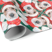 Funny Wire Fox Terrier-kerstpatroon Cadeaupapier (Rol Hoek)