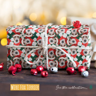 Funny Wire Fox Terrier-kerstpatroon Cadeaupapier