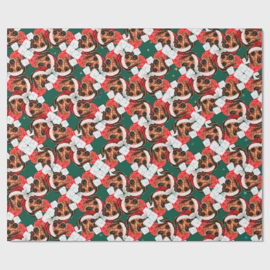 Funny Wire Haire Dachshund-kerstpatroon Cadeaupapier (Vlak)