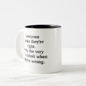 Funny Wise Gezegde Tweekleurige Koffiemok (Voorkant links)