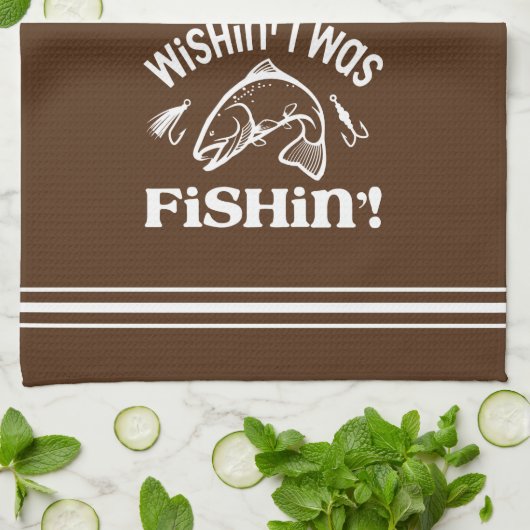 Funny Wishin I was Fishin Theedoek (Gevouwen)