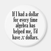 Funny Wiskunde/Algebra Quote - Ik zou x dollar heb Magneet (Voorkant)