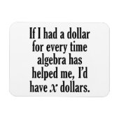Funny Wiskunde/Algebra Quote - Ik zou x dollar heb Magneet (Horizontaal)