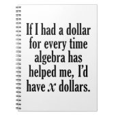 Funny Wiskunde/Algebra Quote - Ik zou x dollar heb Notitieboek (Voorkant)