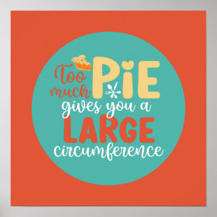 Funny Wiskunde Geek Pie Pun Retro Kitchen Typograf Poster