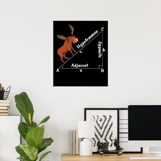Funny Wiskunde Hypotemoose Geometry Moose Joke Pun Poster (Thuiskantoor)