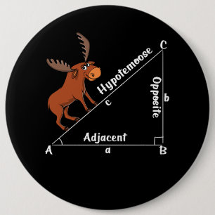 Funny Wiskunde Hypotemoose Geometry Moose Joke Pun Ronde Button 6,0 Cm