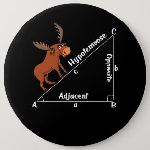 Funny Wiskunde Hypotemoose Geometry Moose Joke Pun Ronde Button 6,0 Cm