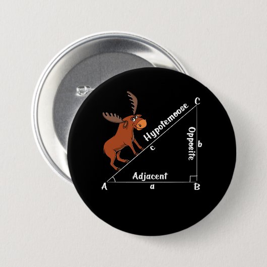 Funny Wiskunde Hypotemoose Geometry Moose Joke Pun Ronde Button 7,6 Cm (Voorkant /achterkant)