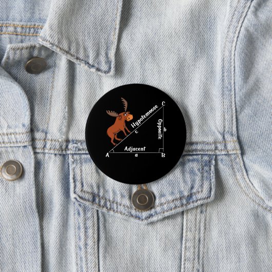 Funny Wiskunde Hypotemoose Geometry Moose Joke Pun Ronde Button 7,6 Cm (In situ)