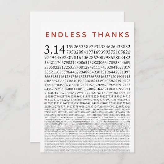 Funny Wiskunde Nerd Hartelijk dank, Nummer Pi Bedankkaart (Voorkant / Achterkant)